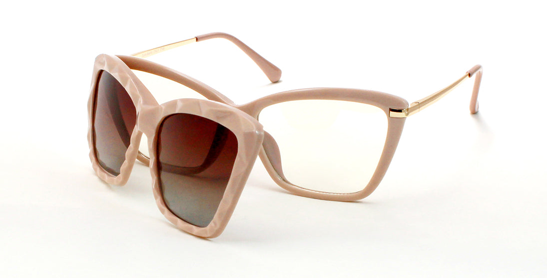 Fashionable Metal Plastic Clip-on Sunglasses 7748 Tan