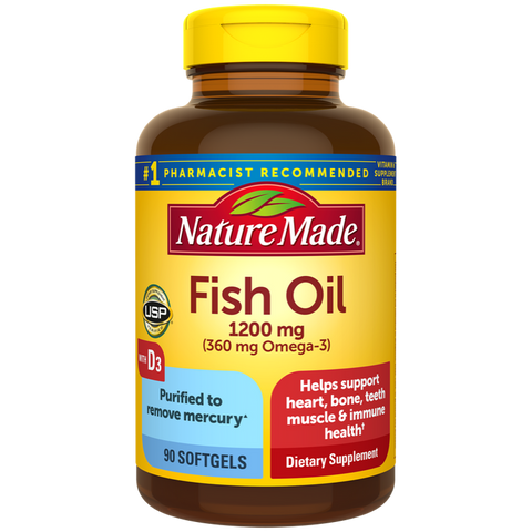 NatureMade Fish Oil 1200mg with Vitamin D 1000 IU (25 Mcg) Softgels